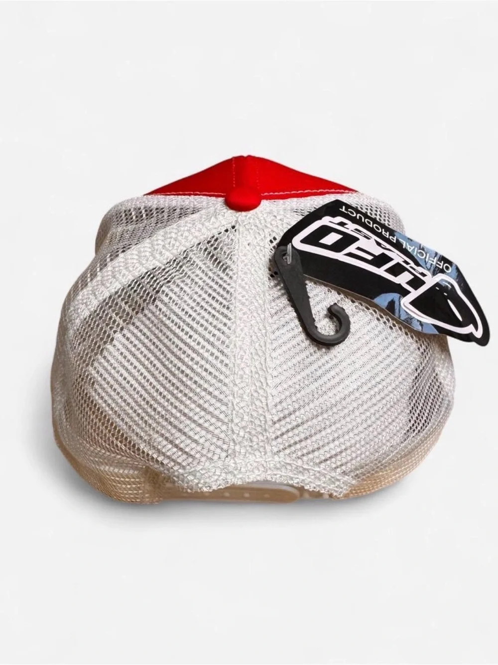 Red Trucker Snapback Hat with White Logo - men’s